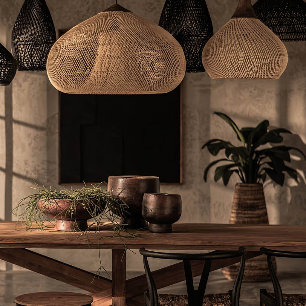 Woven Rattan Ceiling Light Lighting Lobby