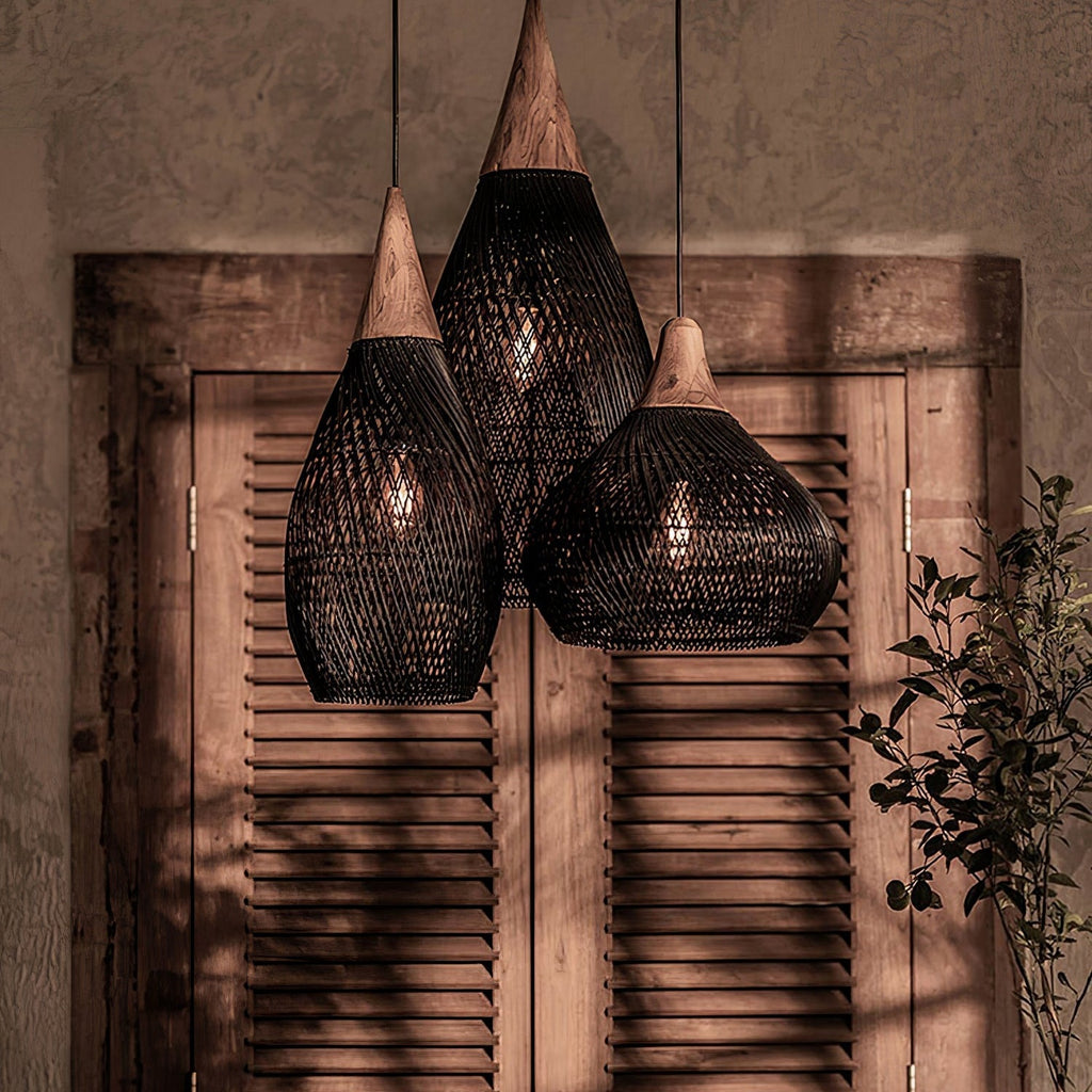 Woven Rattan Ceiling Light Lighting Lobby