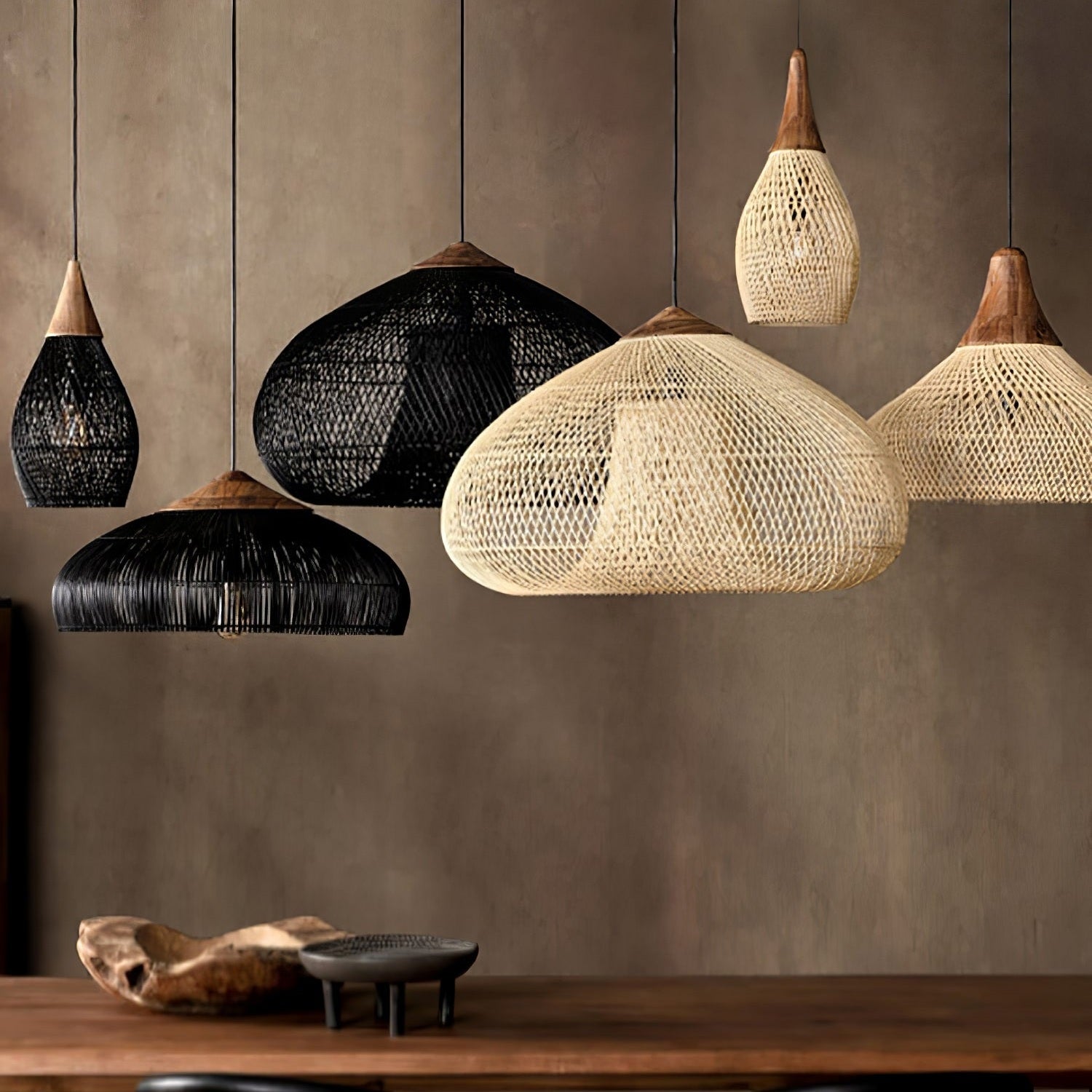 Woven Rattan Ceiling Light Lighting Lobby