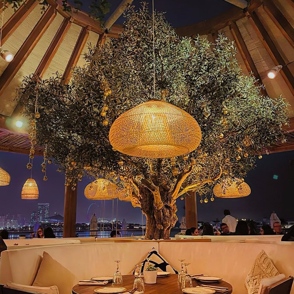 Woven Rattan Ceiling Light Lighting Lobby