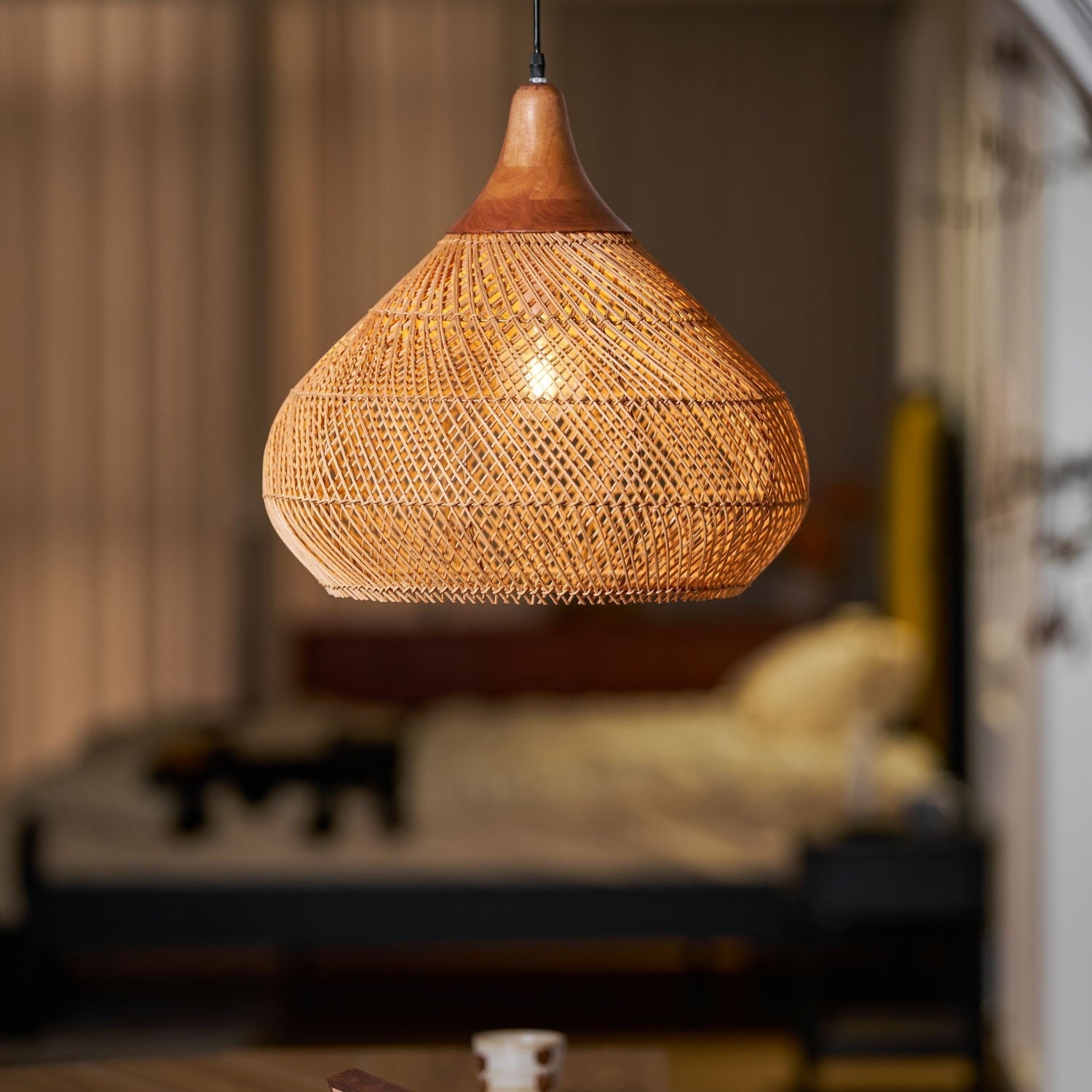 Woven Rattan Ceiling Light Lighting Lobby