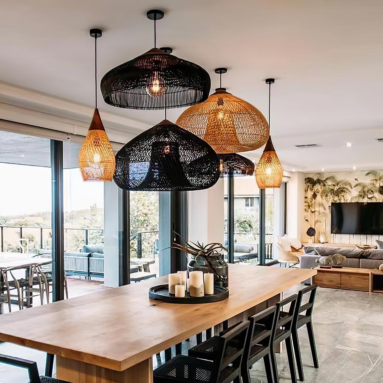 Woven Rattan Ceiling Light Lighting Lobby