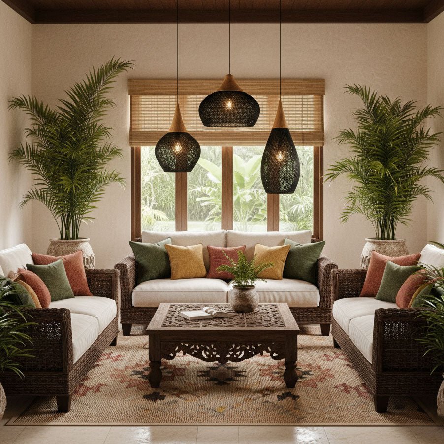 Woven Rattan Ceiling Light Lighting Lobby