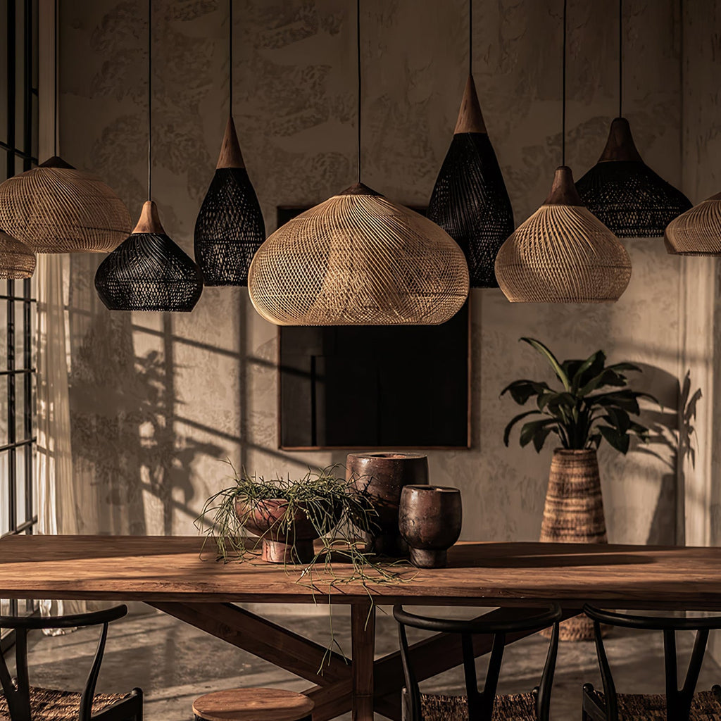 Woven Rattan Ceiling Light Lighting Lobby
