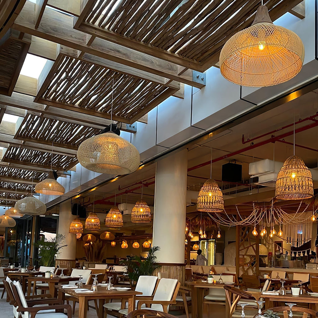 Woven Rattan Ceiling Light Lighting Lobby