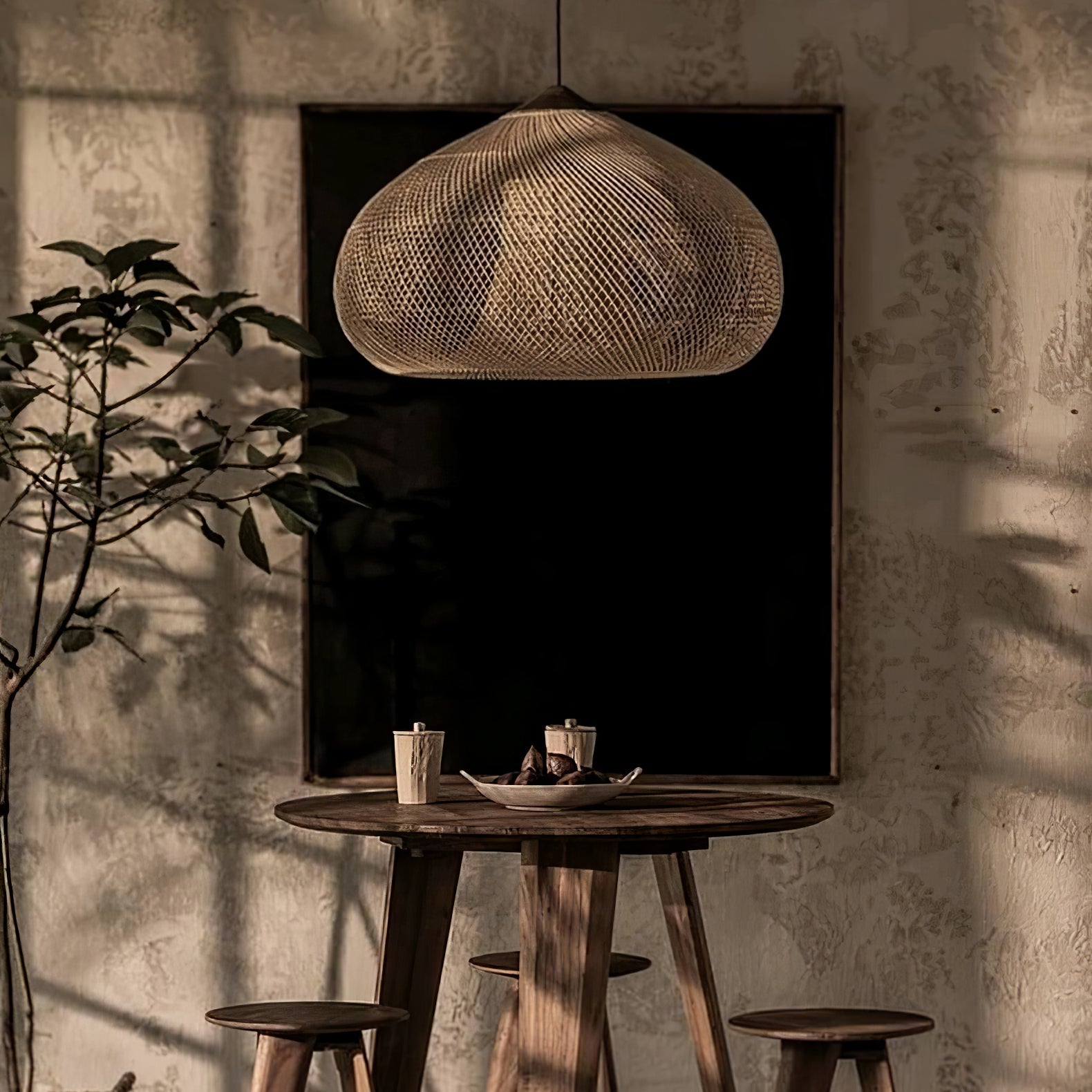 Woven Rattan Ceiling Light Lighting Lobby