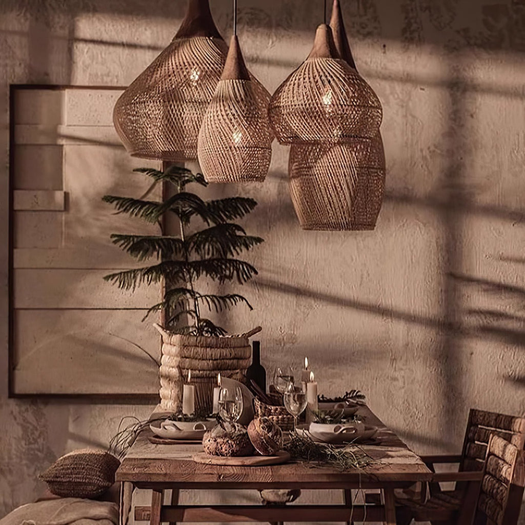 Woven Rattan Ceiling Light Lighting Lobby