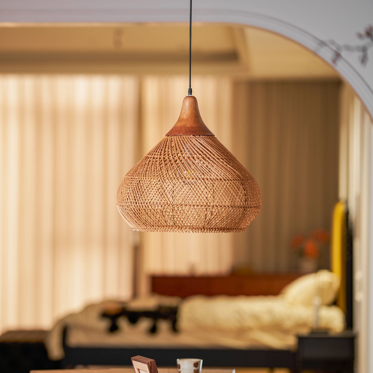 Woven Rattan Ceiling Light Lighting Lobby