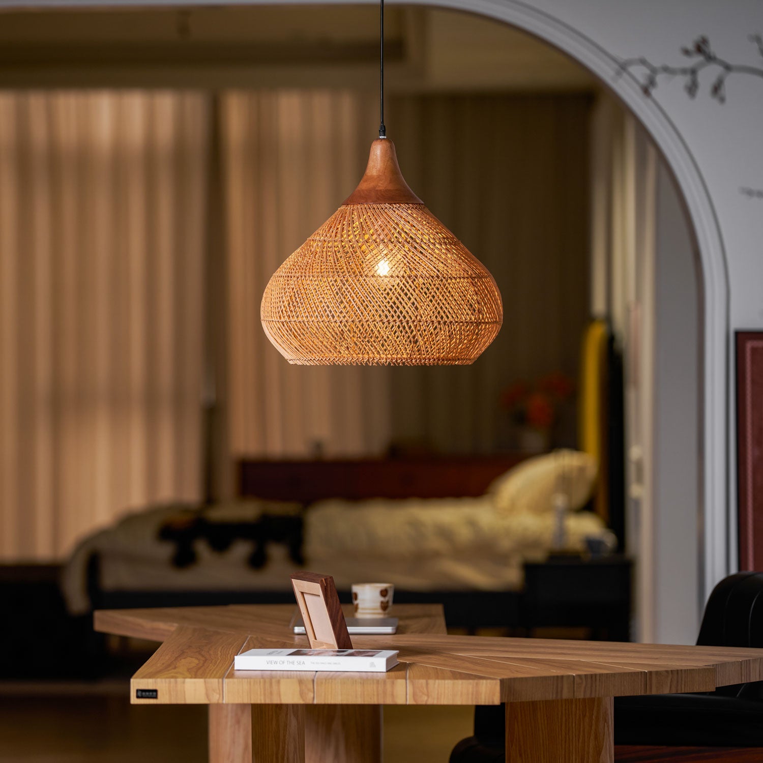 Woven Rattan Ceiling Light Lighting Lobby