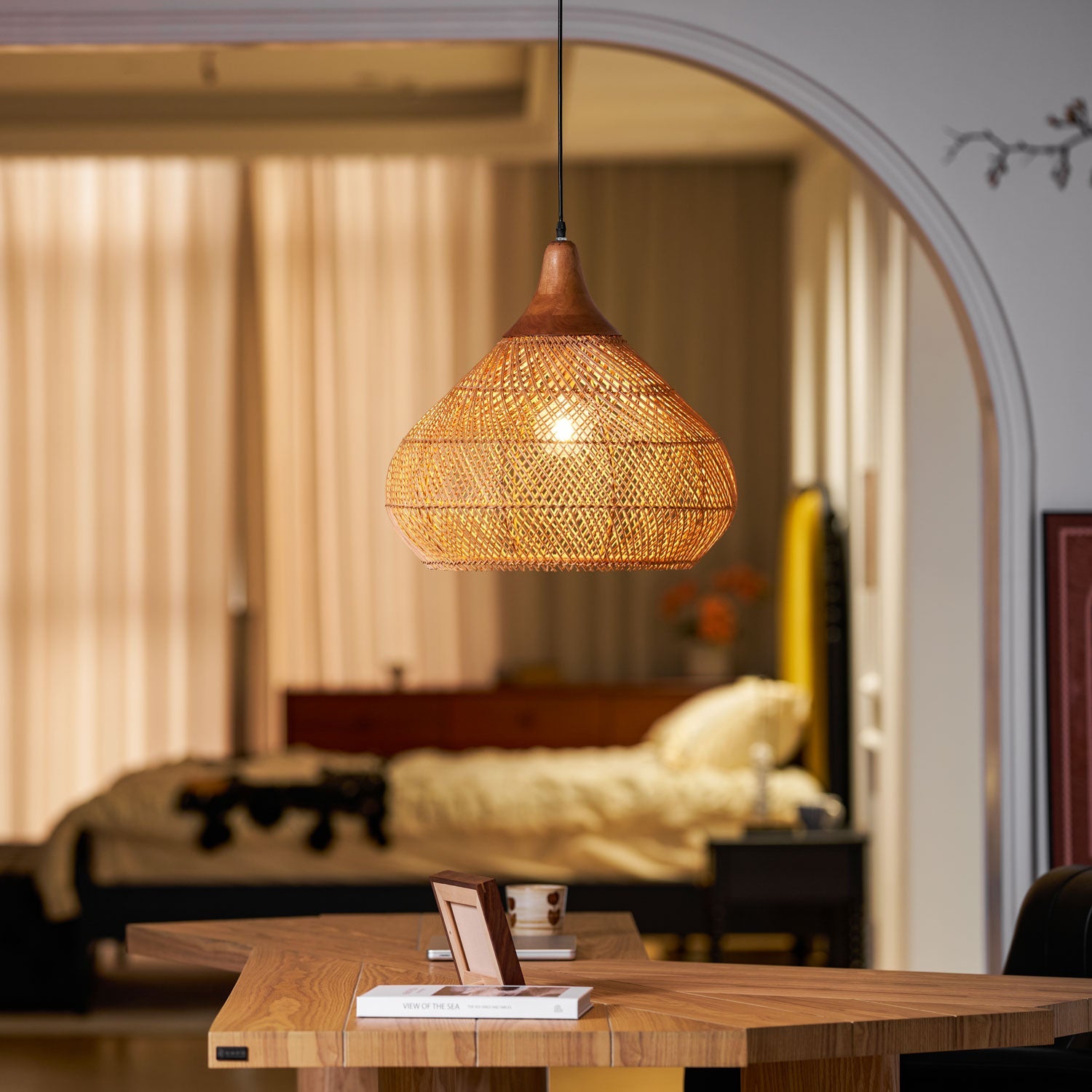 Woven Rattan Ceiling Light Lighting Lobby