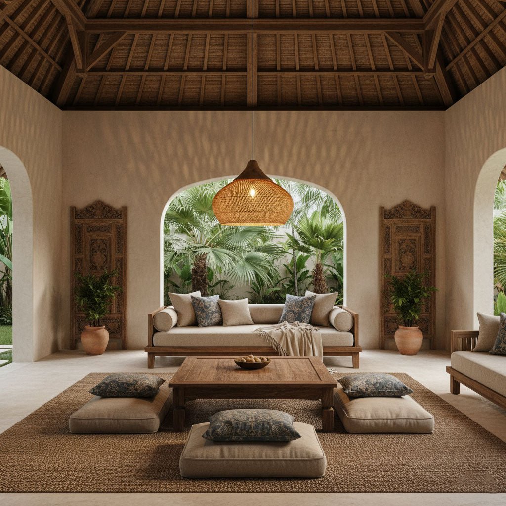 Woven Rattan Ceiling Light Lighting Lobby