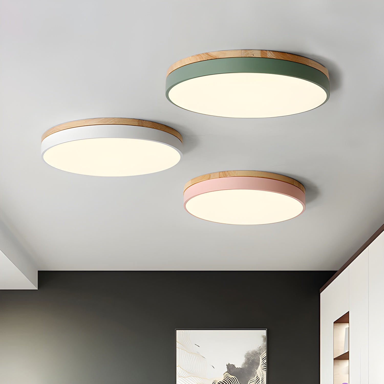 Zara Circular Wooden Suspension Light Lighting Lobby